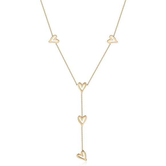 Open Heart Station Gold-Plated Lariat Necklace by La Enovesé